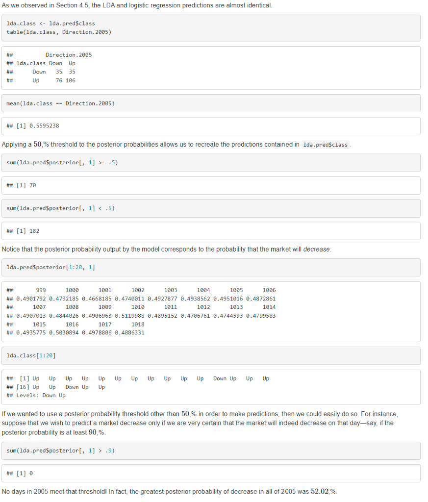 Solved 4.7.3 Linear Discriminant Analysis Submit: the | Chegg.com