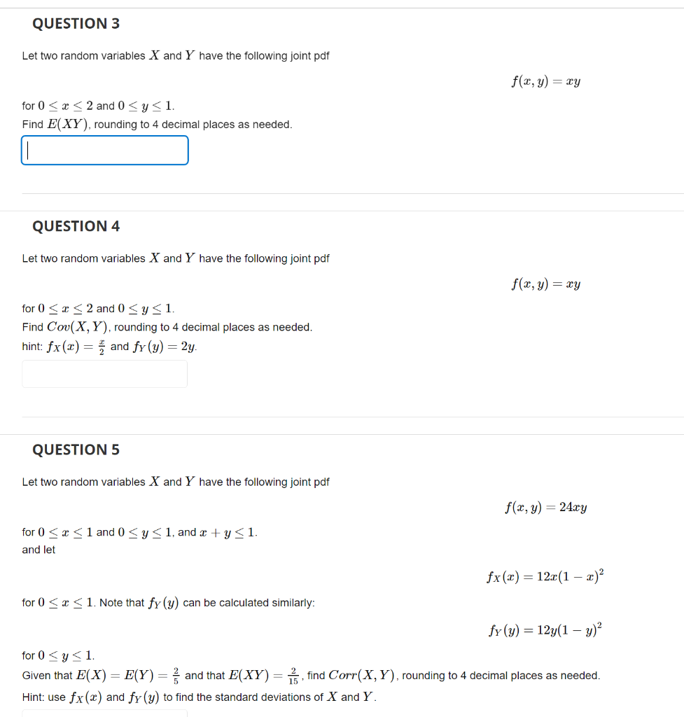 Solved QUESTION 3 Let two random variables X and Y have the | Chegg.com