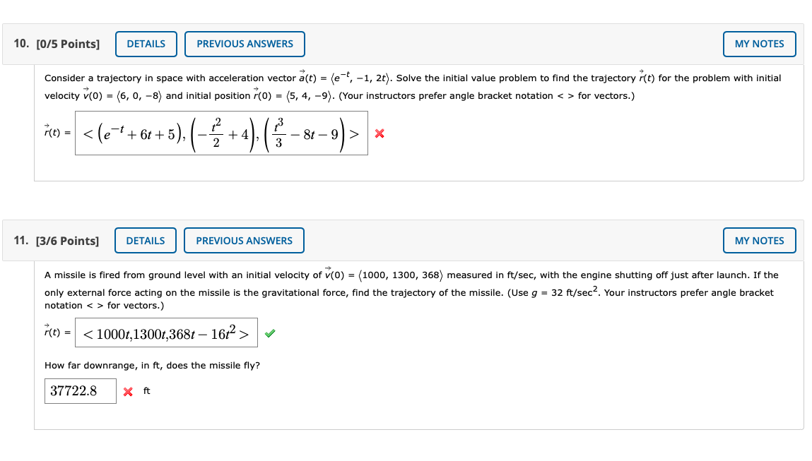 Solved 10. [0/5 Points] DETAILS PREVIOUS ANSWERS MY NOTES | Chegg.com