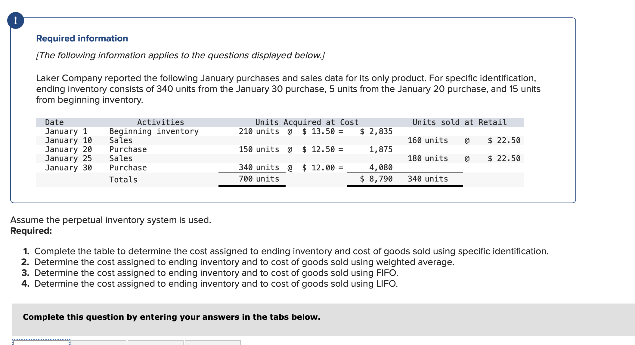 Solved Determine the cost assigned to ending inventory | Chegg.com