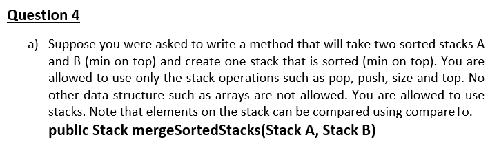 Solved Question 4 a) Suppose you were asked to write a | Chegg.com