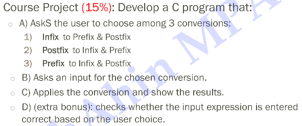 Solved Course Project (15%): Develop a C program that: A) | Chegg.com