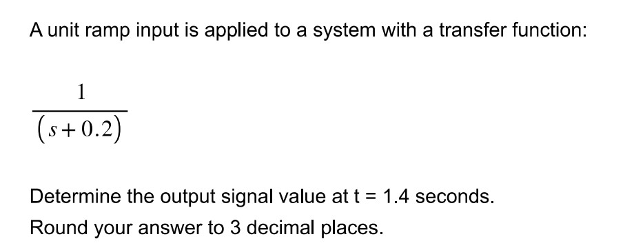 Solved A unit ramp input is ﻿applied to ﻿a system with a | Chegg.com