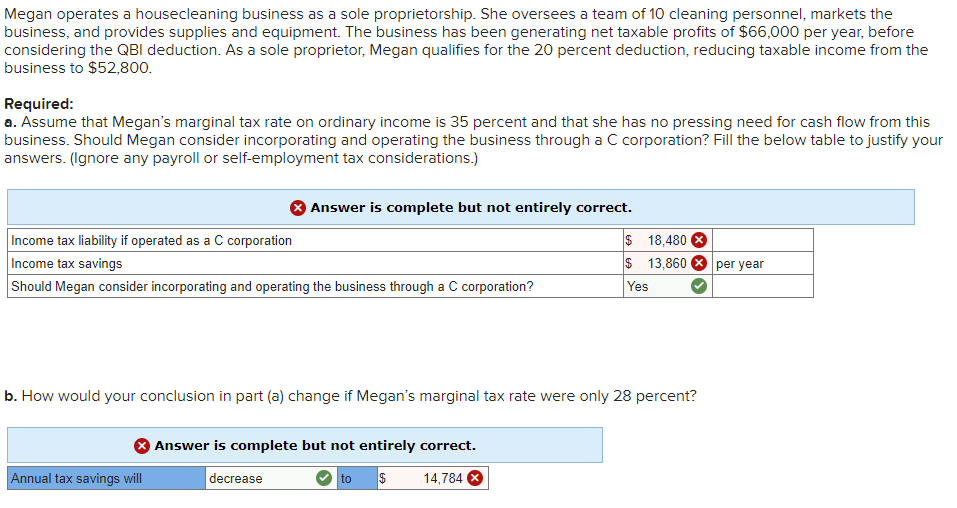 Solved Megan operates a housecleaning business as a sole