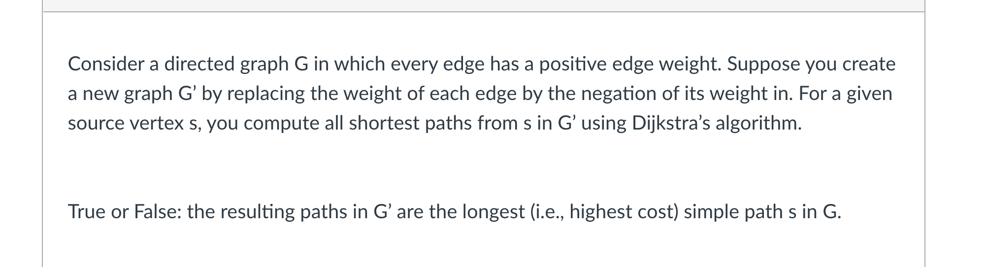 Solved Consider a directed graph G in which every edge has a | Chegg.com