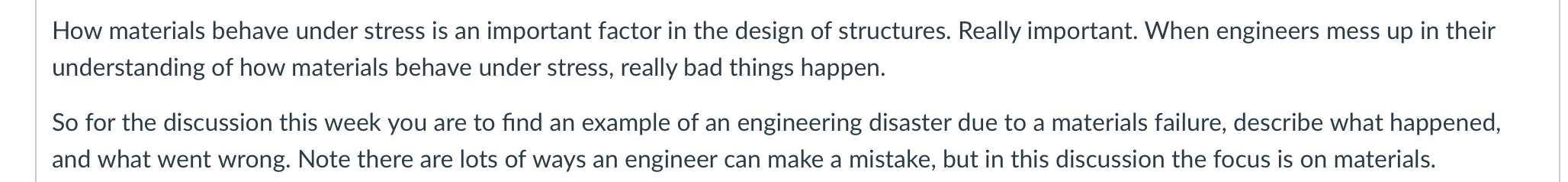 Solved How materials behave under stress is an important | Chegg.com