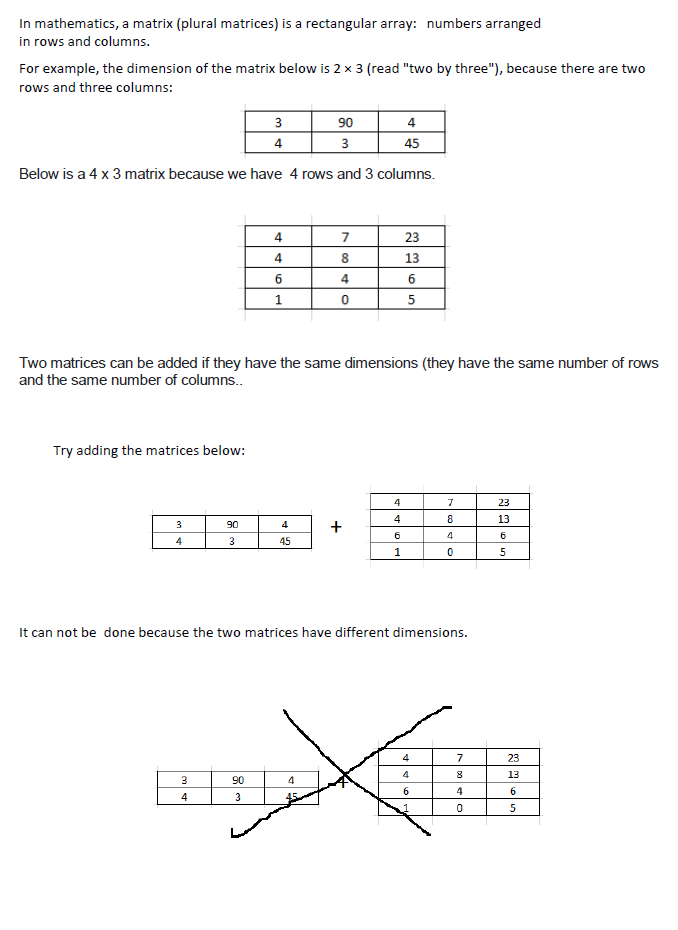 In mathematics, a matrix (plural matrices) is a | Chegg.com