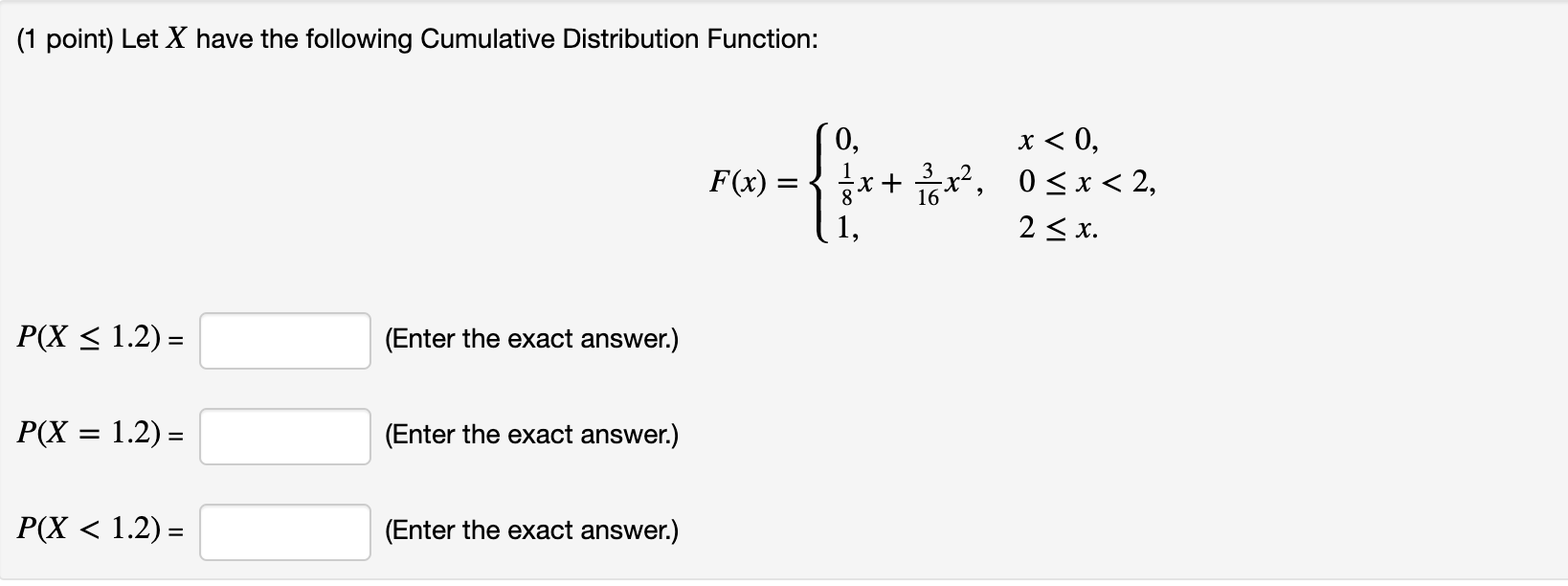 Solved 1 Point Let X Have The Following Cumulative Chegg Com