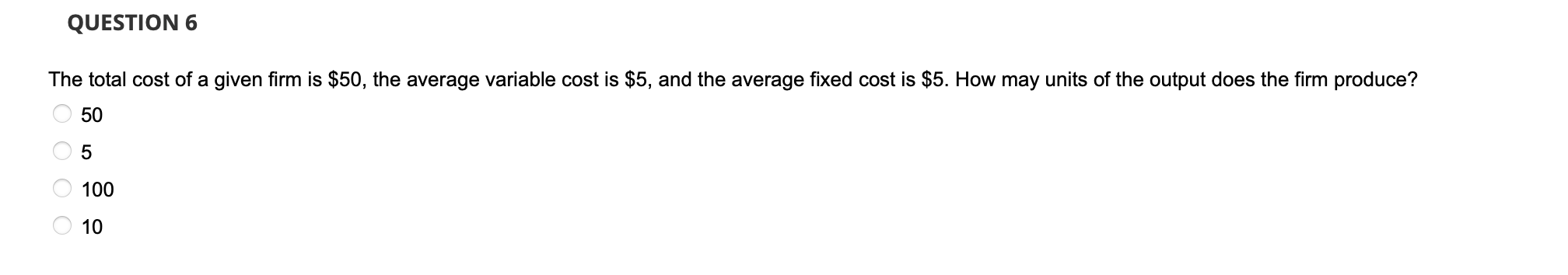 Solved QUESTION 5 The table below shows the costs of | Chegg.com