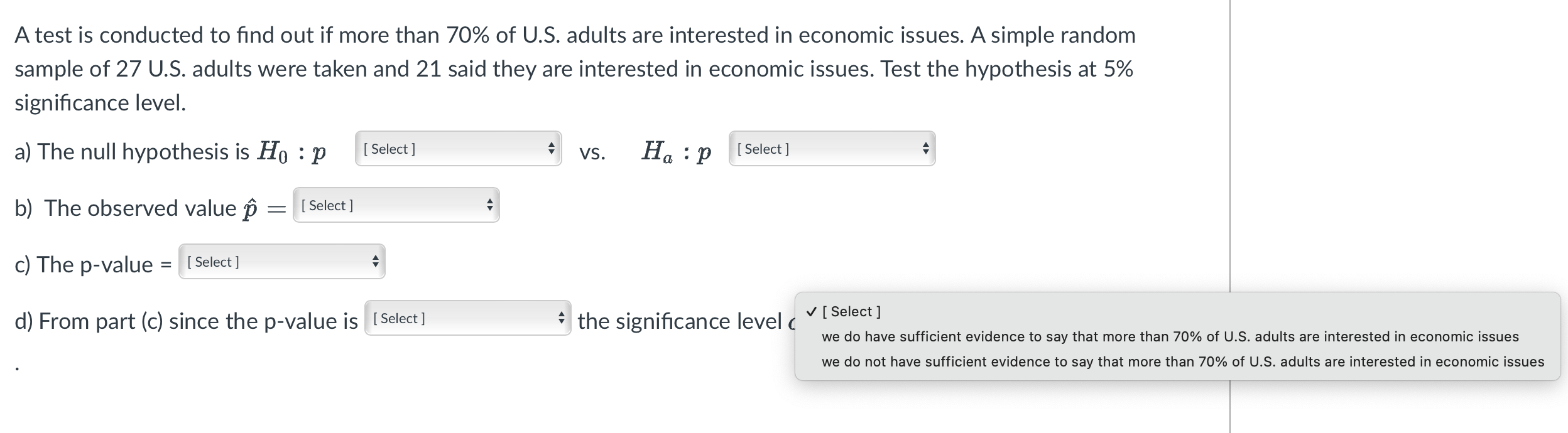Solved A test is conducted to find out if more than 70% of | Chegg.com