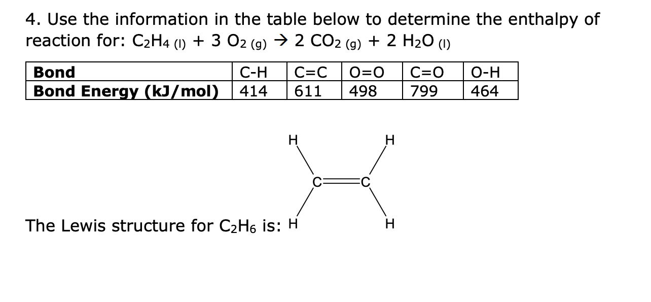 Solved 4. Use the information in the table below to Chegg