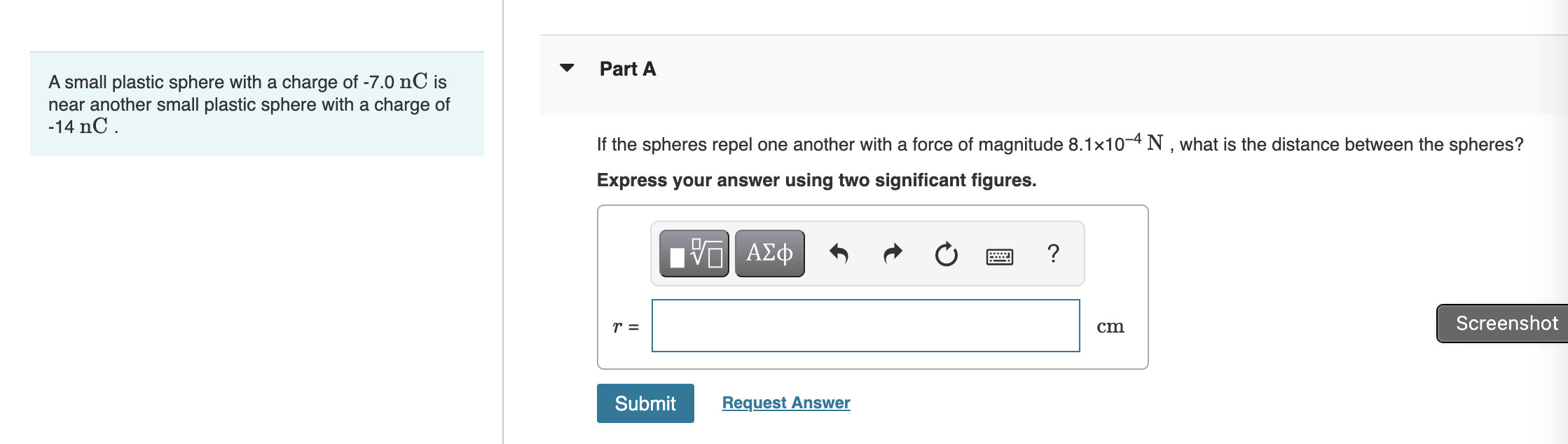 Solved A small plastic sphere with a charge of 7.0 nC is