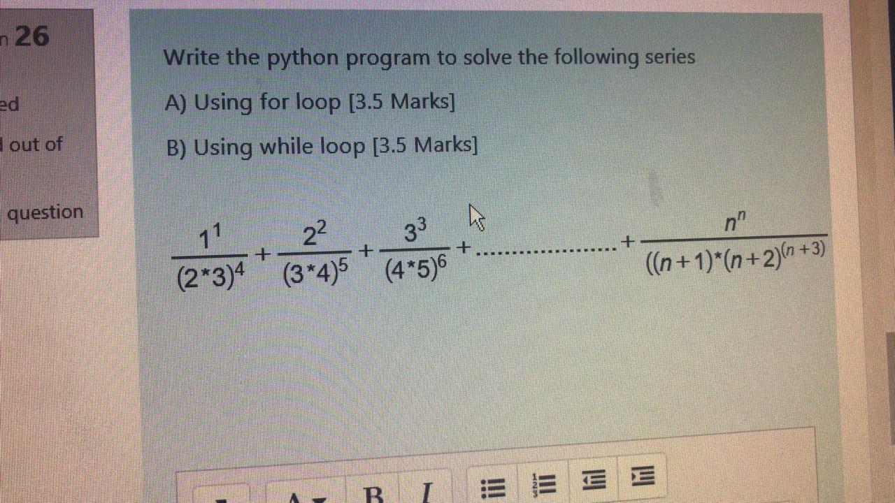 Solved n 26 ed Write the python program to solve the | Chegg.com