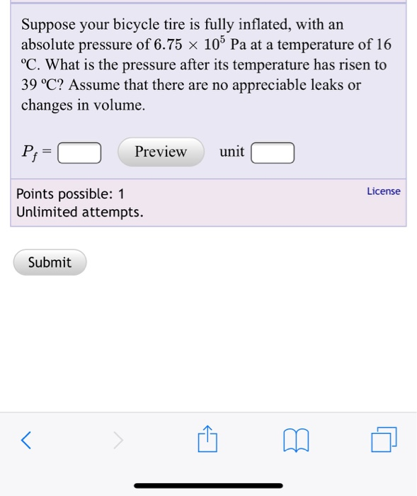 Solved Suppose your bicycle tire is fully inflated, with an