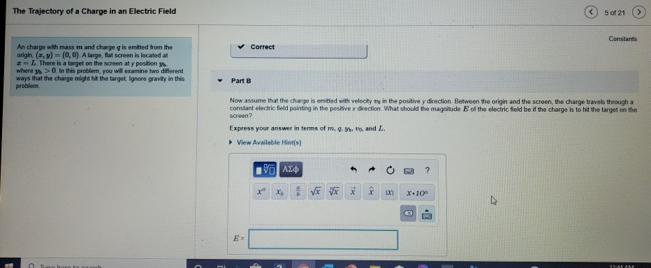 Solved The Trajectory Of A Charge In An Electric Field 50 Chegg Com