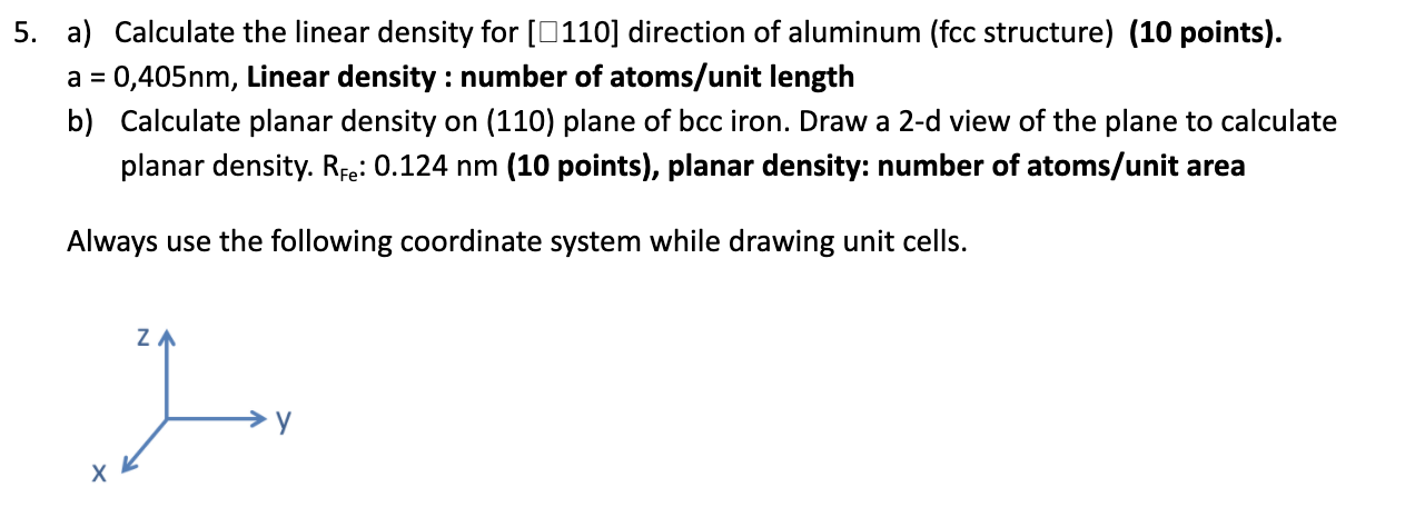 Solved 5. a) Calculate the linear density for [0110) | Chegg.com
