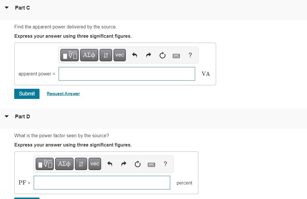 Solved Two Loads, A And B, Are Connected In Parallel Across | Chegg.com