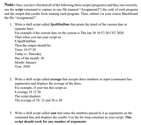 shell script assignment 1 - shell script assignment... Solved Note: Once you have finished all of the following | Chegg.com
