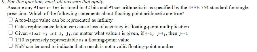 Solved Assume Any Float Or Int Is Stored In 32 Bits And | Chegg.com