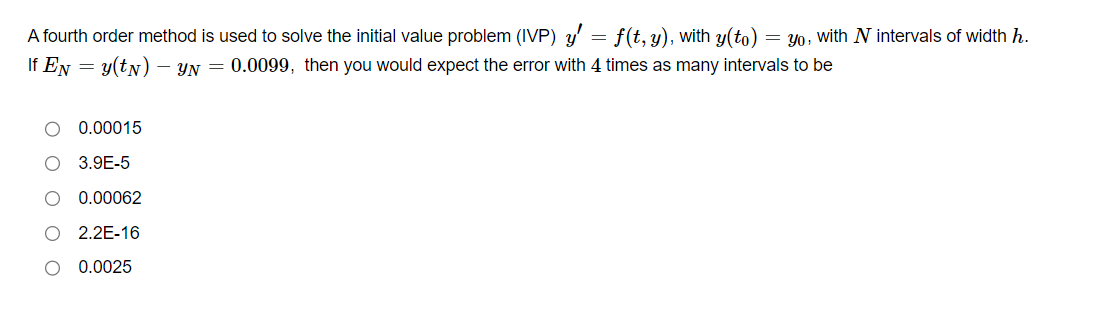 Solved A fourth order method is used to solve the initial | Chegg.com