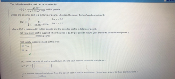 Solved The daily demand for beef can be modeled by 40,007 | Chegg.com