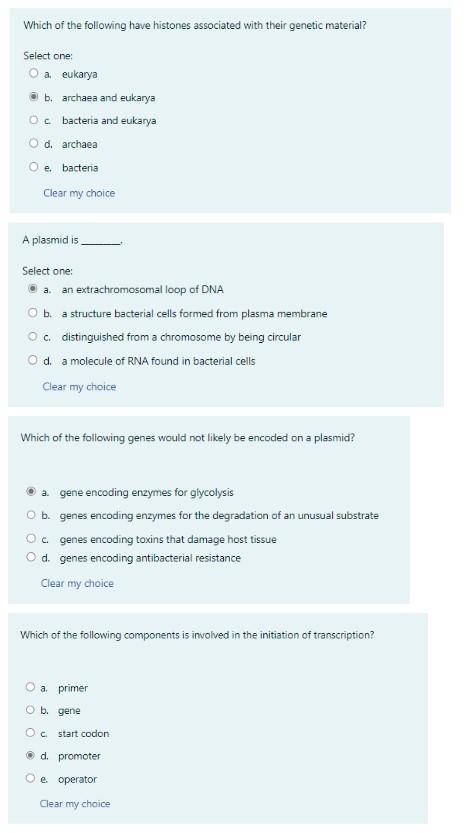 Solved Which Of The Following Have Histones Associated With | Chegg.com