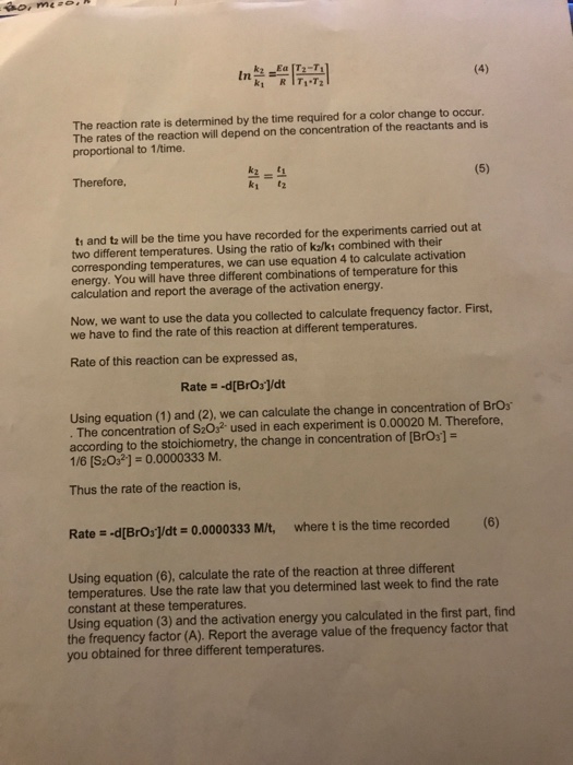 activation energy determination experiment 19c