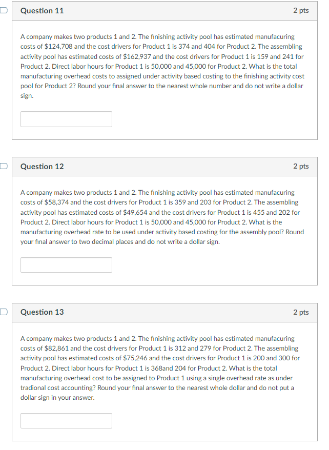 Solved D Question 11 2 pts A company makes two products 1 | Chegg.com