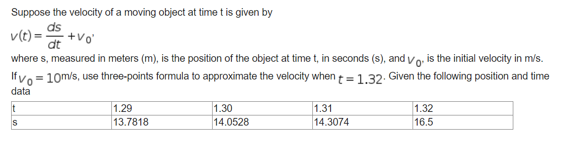 Solved Suppose the velocity of a moving object at time t is | Chegg.com