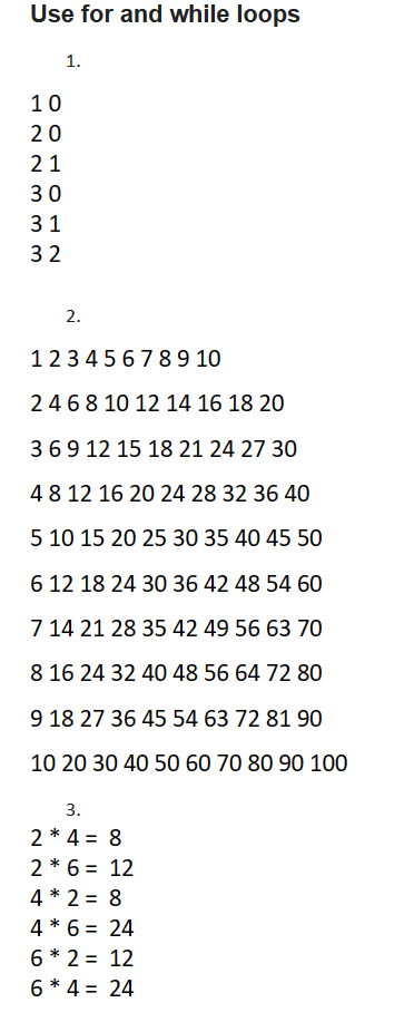 Solved Use for and while loops 1. 122333001012 2. | Chegg.com