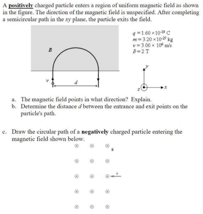 Solved A Positively Charged Particle Enters A Region Of | Chegg.com