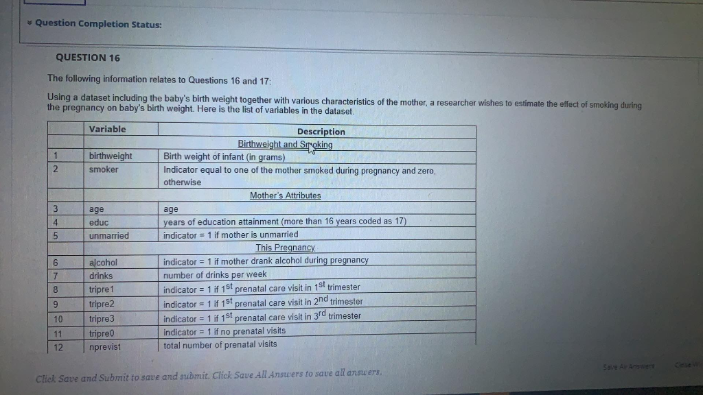Question Completion Status: QUESTION 16 The following | Chegg.com
