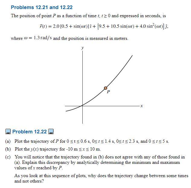 Solved Problems 12.21 and 12.22 The position of point P as a | Chegg.com