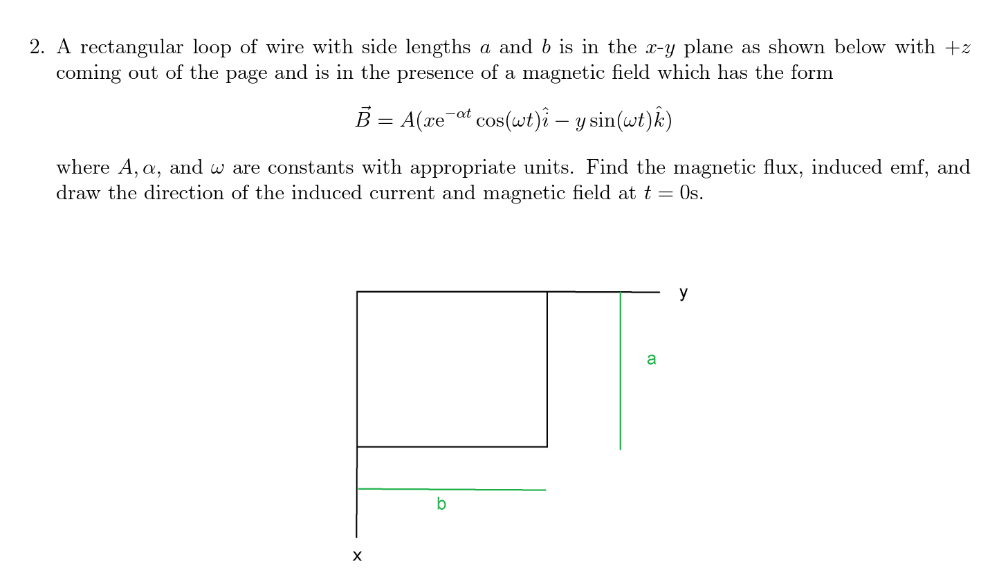 Solved 2. A Rectangular Loop Of Wire With Side Lengths A And | Chegg.com