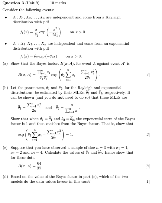 Question 3 (Unit 9) 10 marks Consider the following | Chegg.com