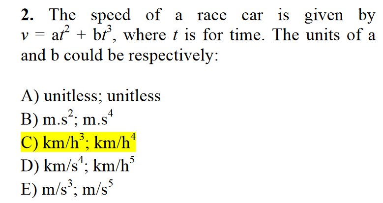 Solved The Speed Of A Race Car Is Given Byv=at2+bt3, ﻿where | Chegg.com