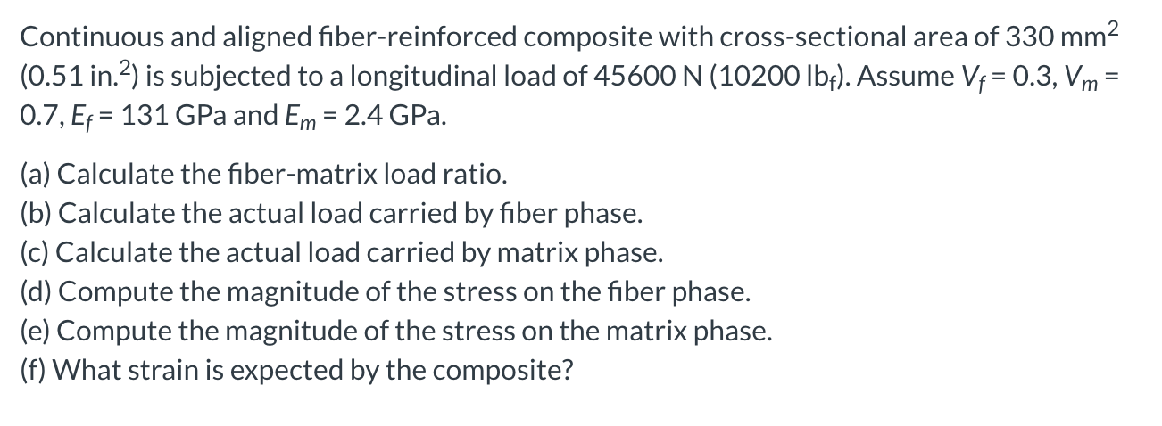 Solved Continuous And Aligned Fiber-reinforced Composite | Chegg.com