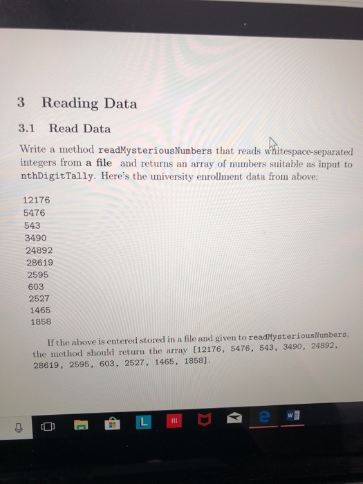 Solved 3 Reading Data 3.1 Read Data Write a method | Chegg.com