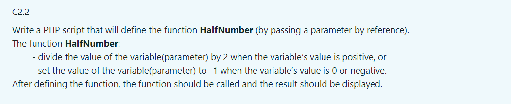 Solved C2.2 Write a PHP script that will define the function | Chegg.com