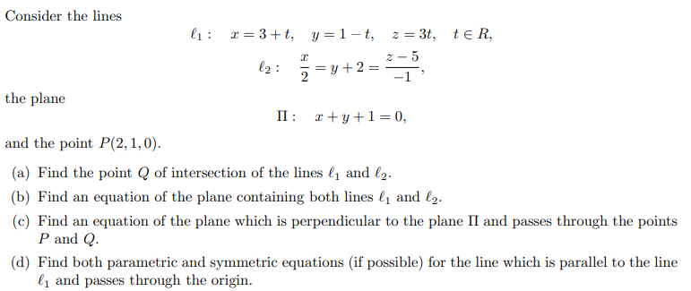 Solved Consider the lines | Chegg.com