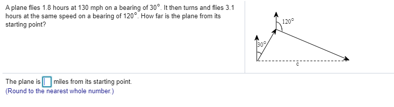 Solved A plane flies 1.8 hours at 130 mph on a bearing of | Chegg.com