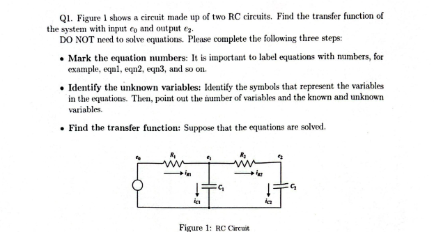 Q1. ﻿Figure 1 ﻿shows a circuit made up of two RC | Chegg.com