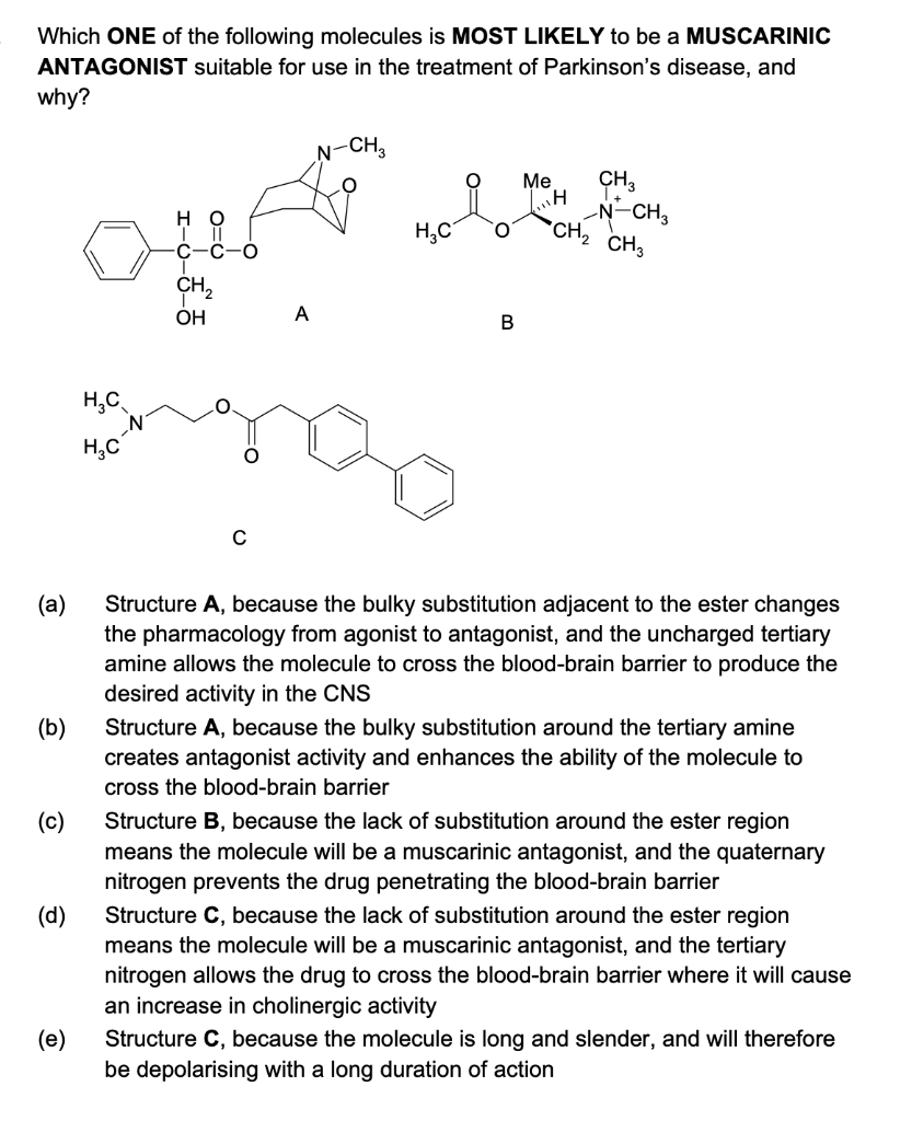 Solved Which ONE of the following molecules is MOST LIKELY | Chegg.com