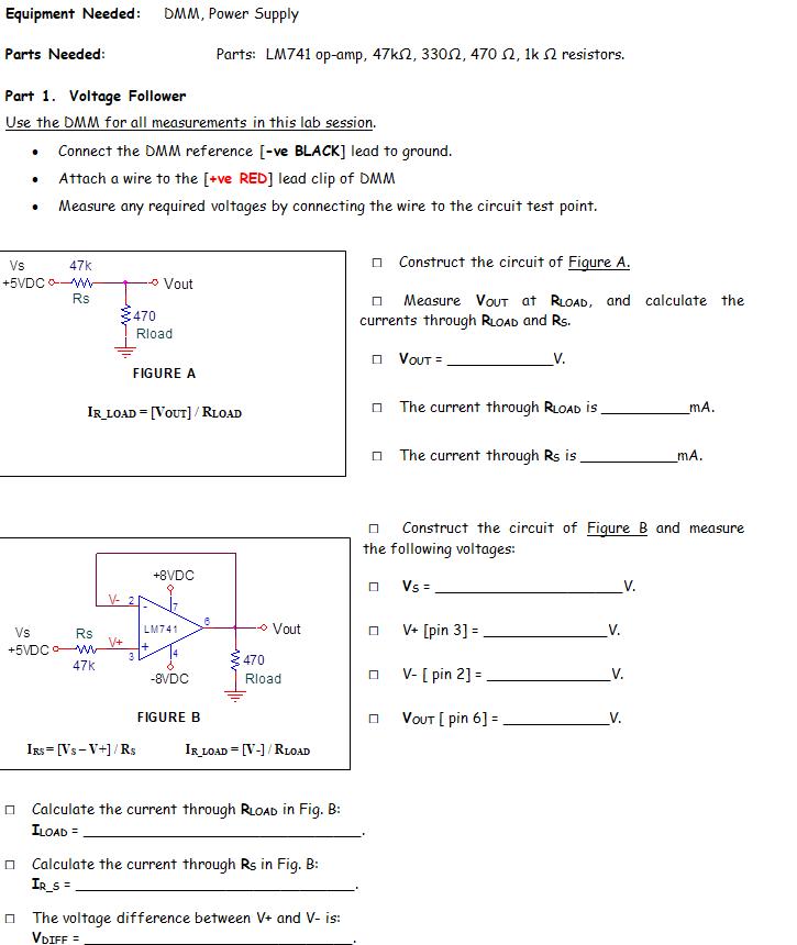 Part 1. Voltage Follower Use the DMM for all | Chegg.com