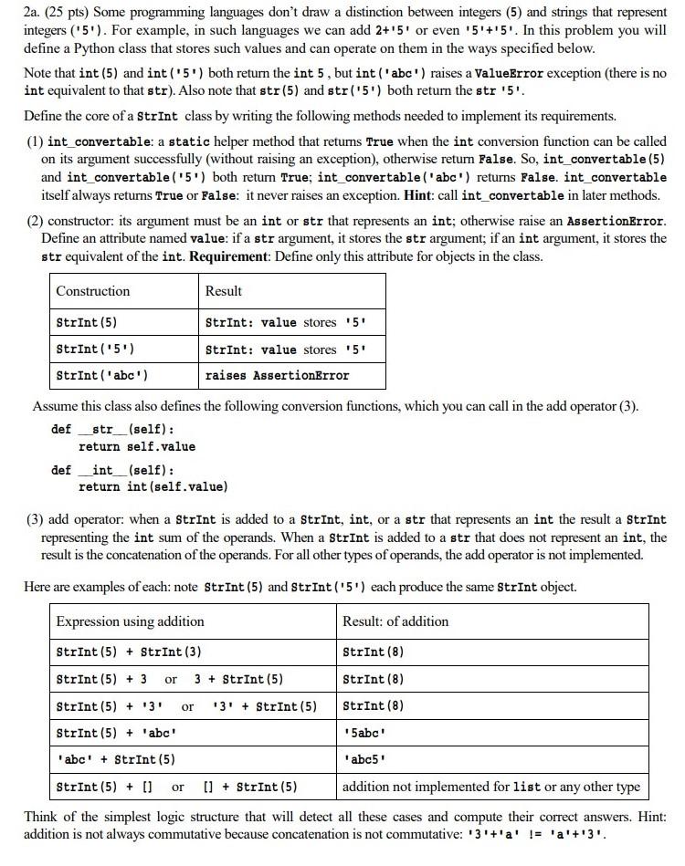 Solved 2a. (25 pts) Some programming languages don't draw a | Chegg.com