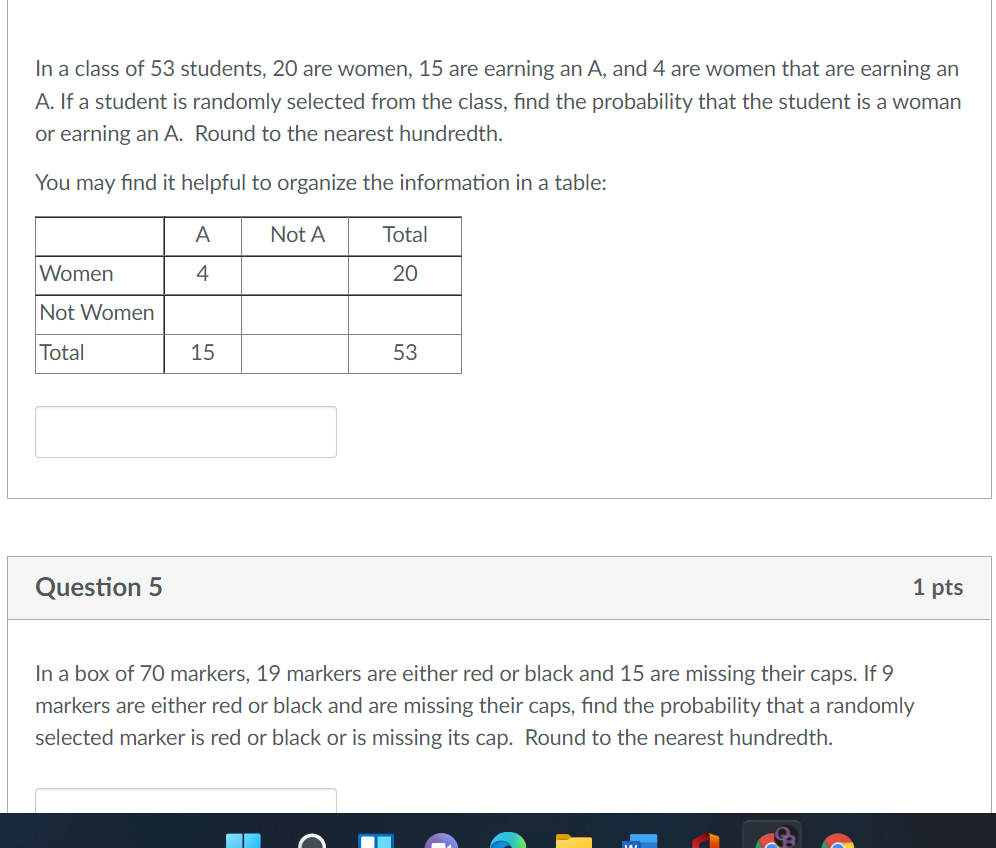 Solved In a class of 53 students, 20 are women, 15 are | Chegg.com