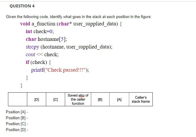 Solved QUESTION 4 Given the following code, identify what | Chegg.com
