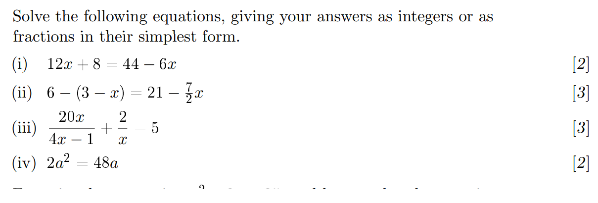 Solved Solve the following equations, giving your answers as | Chegg.com