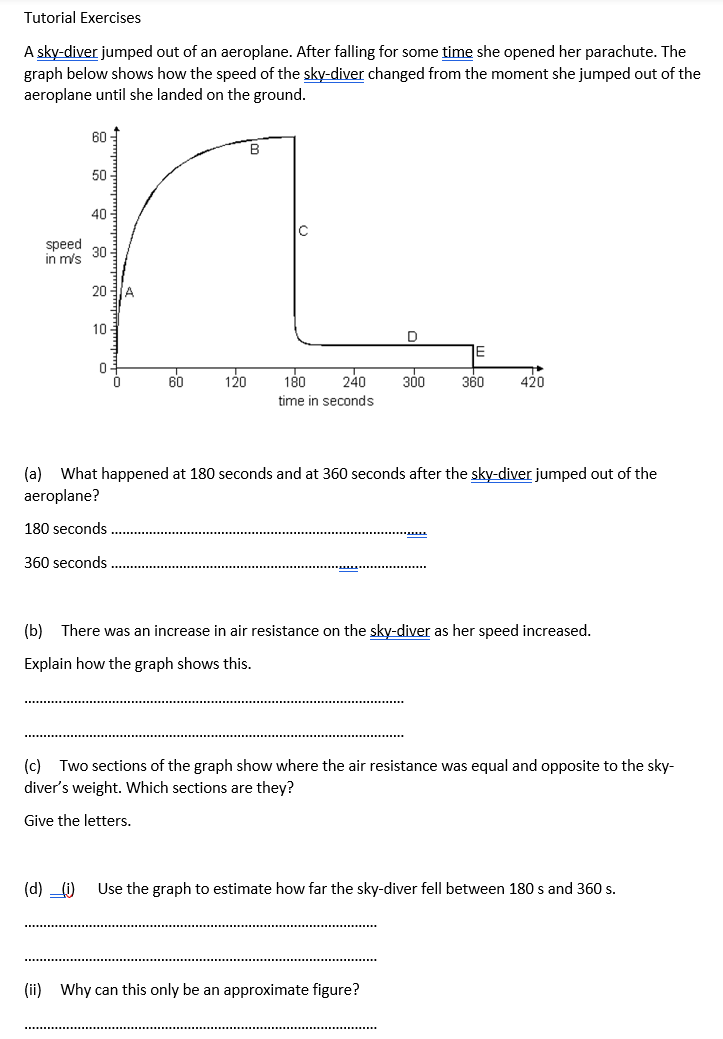 Solved Tutorial Exercises A sky-diver jumped out of an | Chegg.com