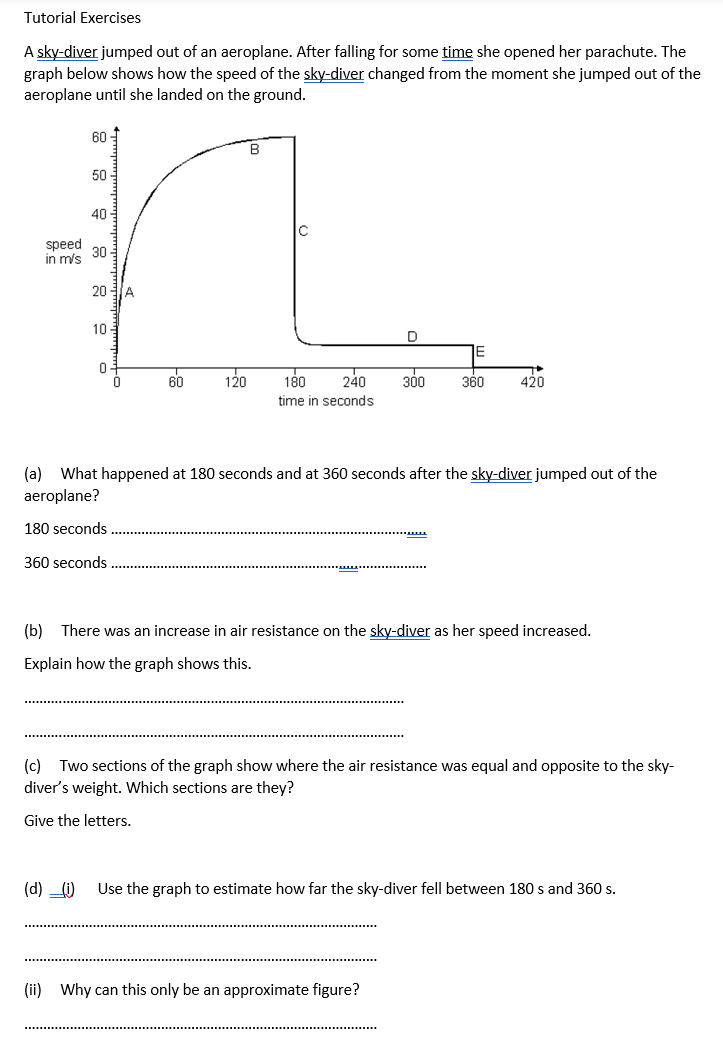 Solved Tutorial Exercises A sky-diver jumped out of an